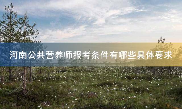 河南公共营养师报考条件有哪些具体要求？