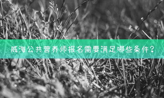 威海公共营养师报名需要满足哪些条件？