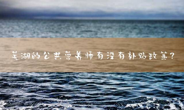 芜湖的公共营养师有没有补贴政策？