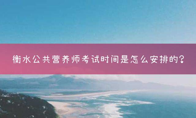 衡水公共营养师考试时间是怎么安排的？