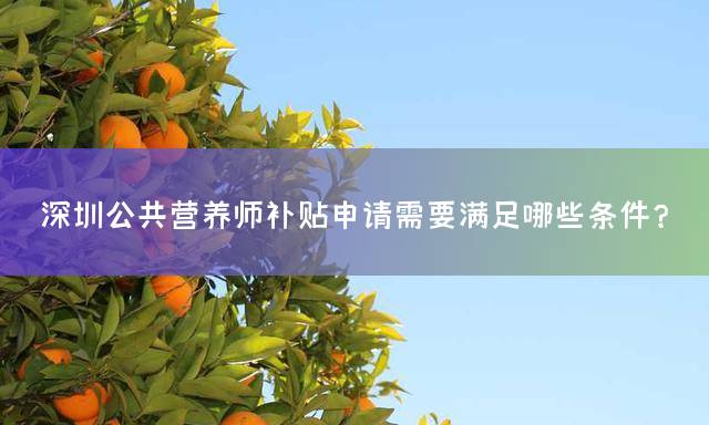 深圳公共营养师补贴申请需要满足哪些条件？