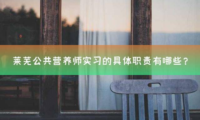 莱芜公共营养师实习的具体职责有哪些？