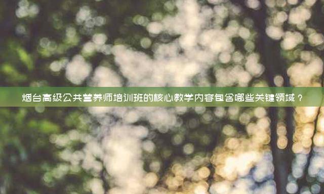 烟台高级公共营养师培训班的核心教学内容包含哪些关键领域？