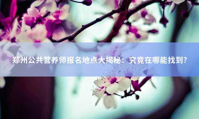郑州公共营养师报名地点大揭秘：究竟在哪能找到？