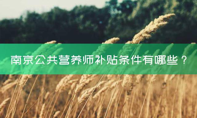 南京公共营养师补贴条件有哪些？