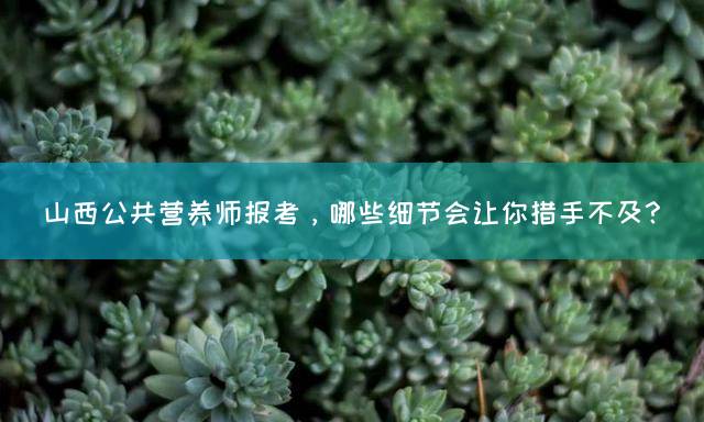 山西公共营养师报考，哪些细节会让你措手不及？