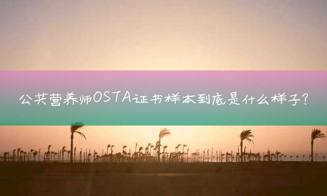 公共营养师OSTA证书样本到底是什么样子？