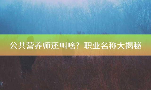 公共营养师还叫啥？职业名称大揭秘