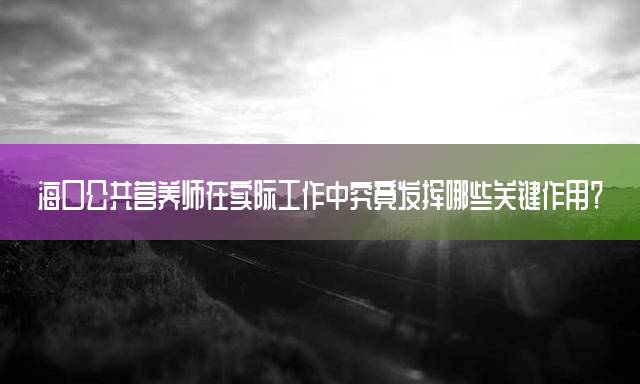 海口公共营养师在实际工作中究竟发挥哪些关键作用？