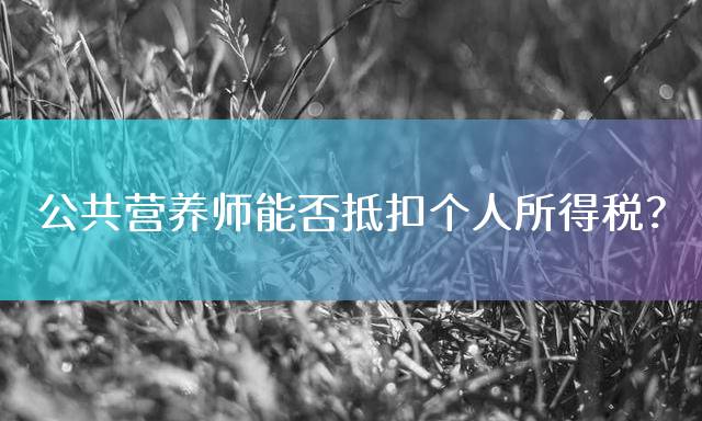 公共营养师能否抵扣个人所得税？