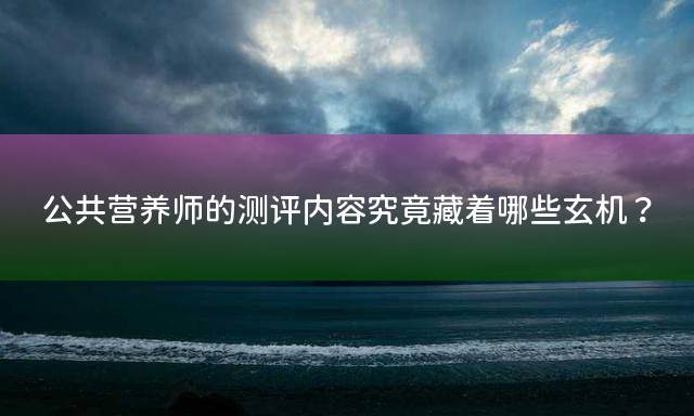 公共营养师的测评内容究竟藏着哪些玄机？