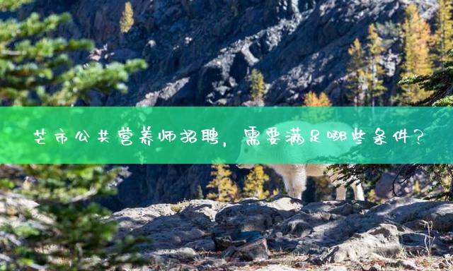 芒市公共营养师招聘，需要满足哪些条件？