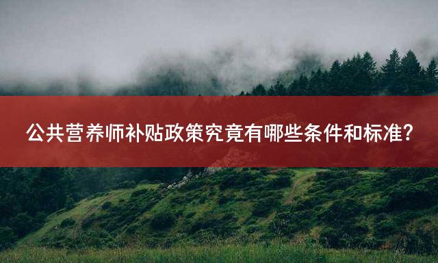 公共营养师补贴政策究竟有哪些条件和标准？