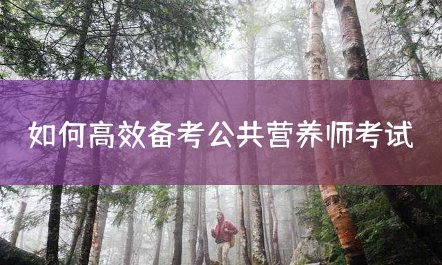如何高效备考公共营养师考试？