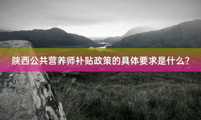 陕西公共营养师补贴政策的具体要求是什么？