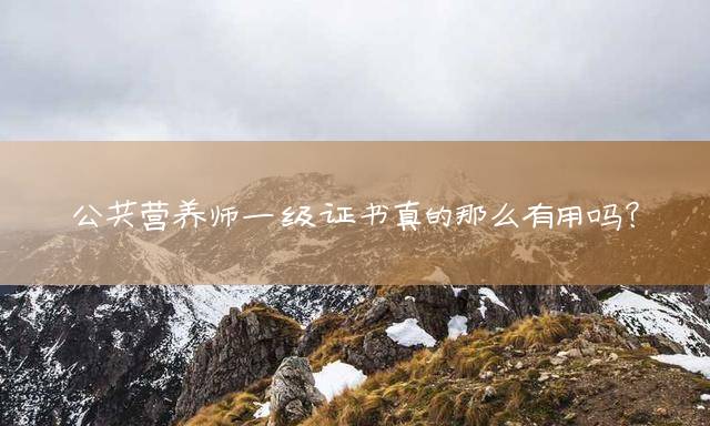 公共营养师一级证书真的那么有用吗？