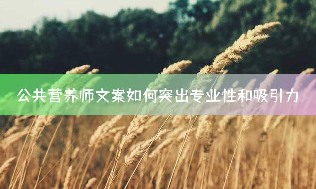 公共营养师文案如何突出专业性和吸引力？