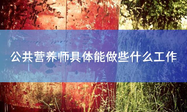 公共营养师具体能做些什么工作？