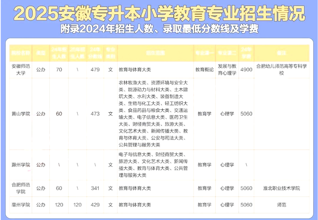 安徽专升本小学教育学校