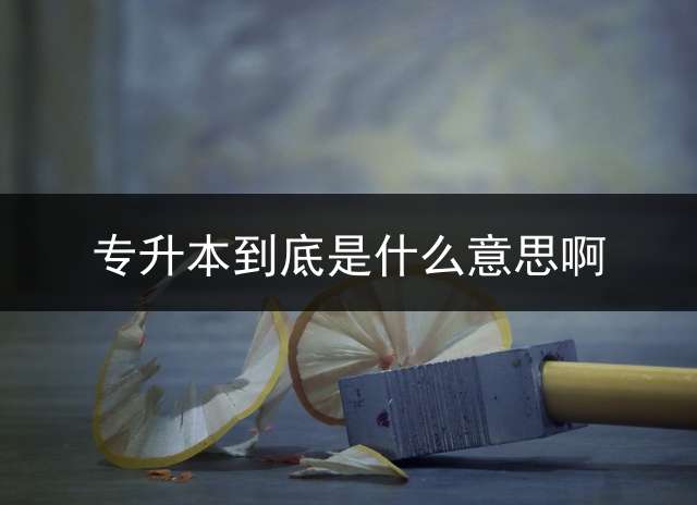 专升本到底是什么意思啊？