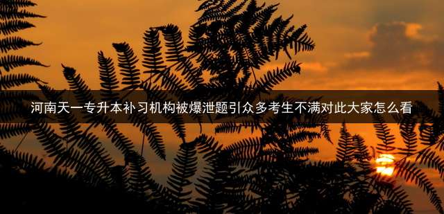 河南天一专升本补习机构被爆泄题引众多考生不满对此大家怎么看？ 山东专升本培训机构哪个便宜？