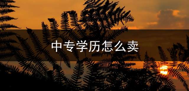 中专学历怎么卖？