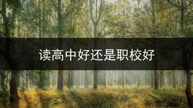 读高中好还是职校好？