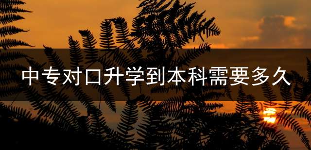 中专对口升学到本科需要多久？