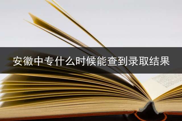 安徽中专什么时候能查到录取结果？