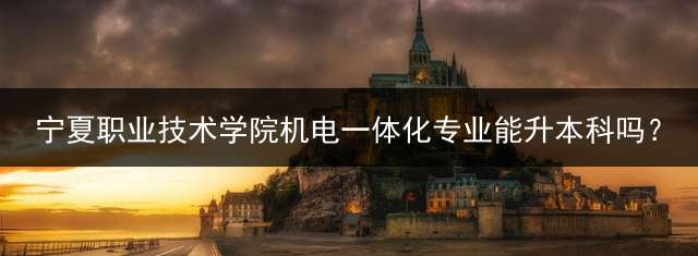 宁夏职业技术学院机电一体化专业能升本科吗？