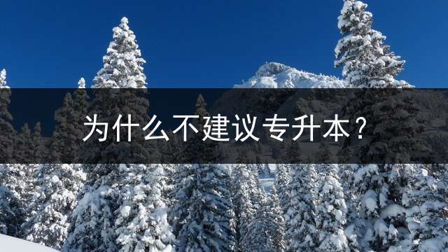 为什么不建议专升本？