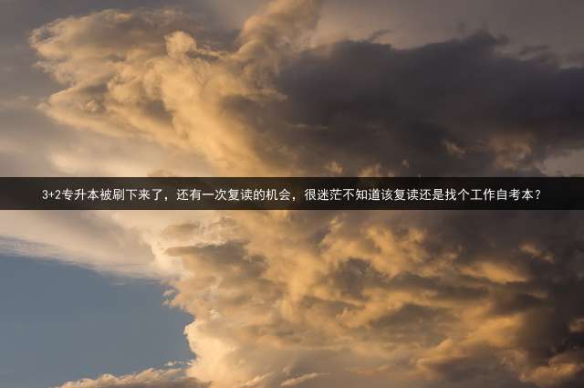 3+2专升本被刷下来了，还有一次复读的机会，很迷茫不知道该复读还是找个工作自考本？