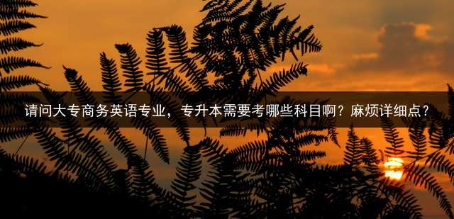 请问大专商务英语专业，专升本需要考哪些科目啊？麻烦详细点？