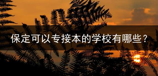 保定可以专接本的学校有哪些？
