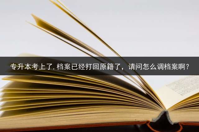 专升本考上了,档案已经打回原籍了，请问怎么调档案啊？