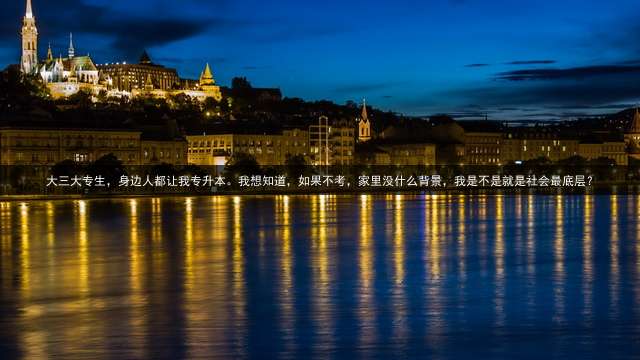 大三大专生，身边人都让我专升本。我想知道，如果不考，家里没什么背景，我是不是就是社会最底层？