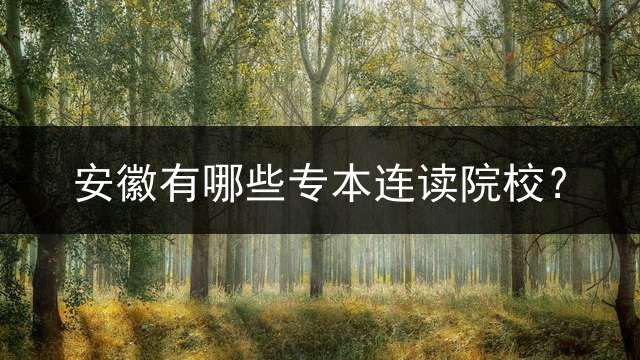 安徽有哪些专本连读院校？