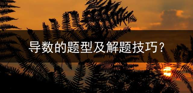 导数的题型及解题技巧？