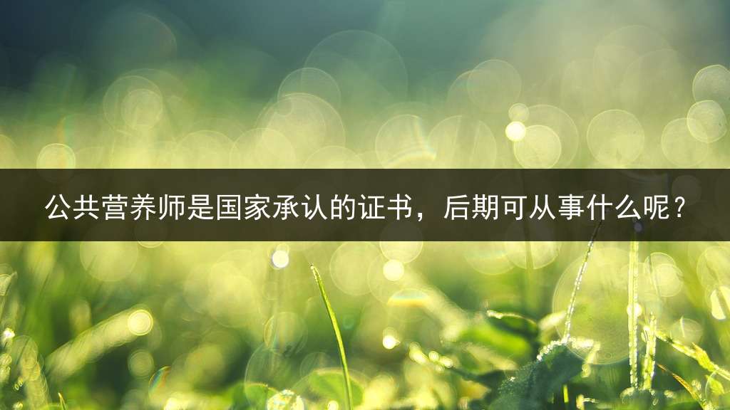 公共营养师是国家承认的证书，后期可从事什么呢？