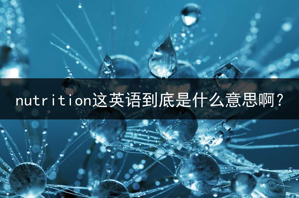 nutrition这英语到底是什么意思啊？