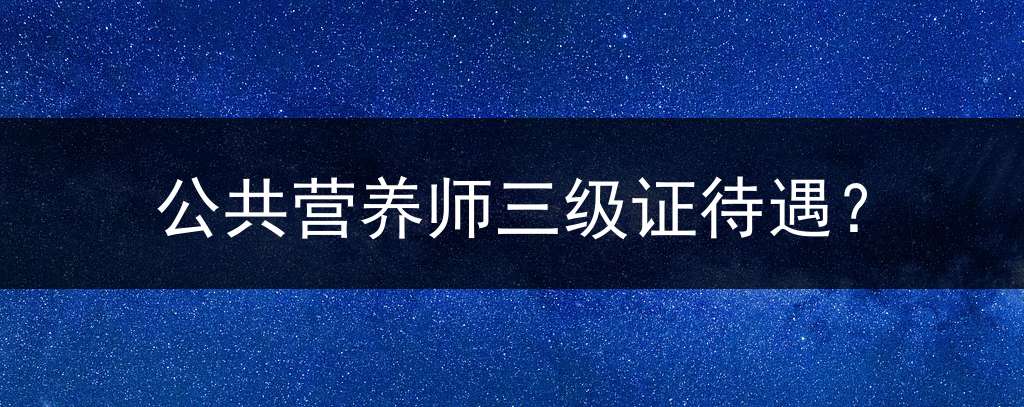 公共营养师三级证待遇？