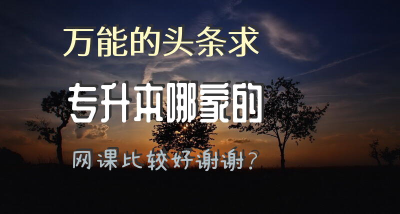 万能的头条，求专升本哪家的网课比较好，谢谢？