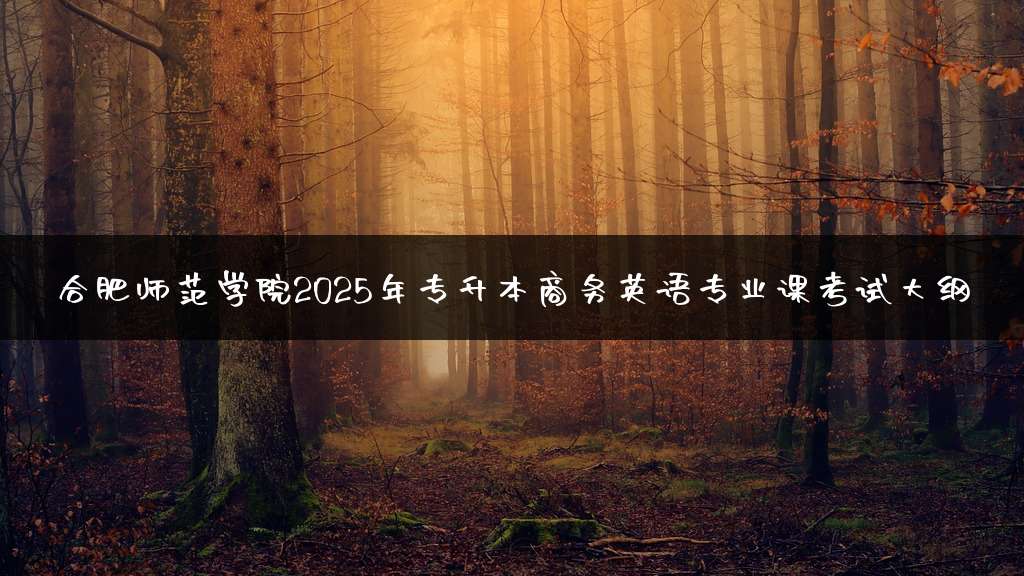 合肥师范学院2025年专升本商务英语专业课考试大纲