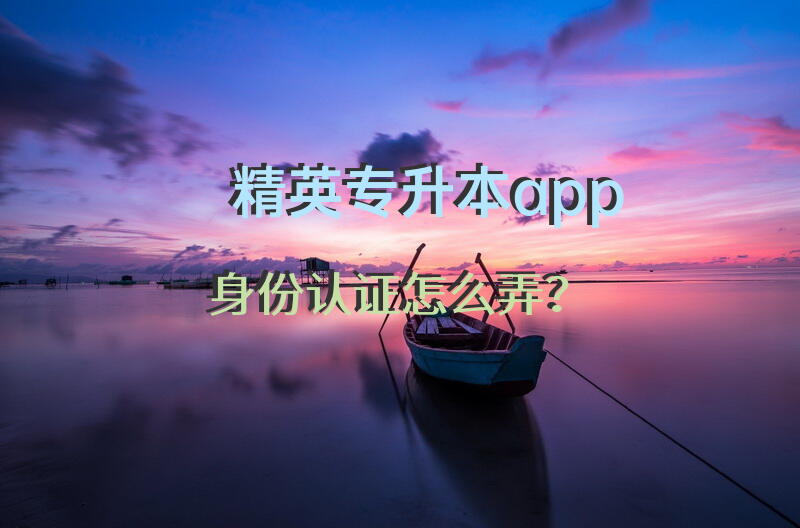 精英专升本app身份认证怎么弄？