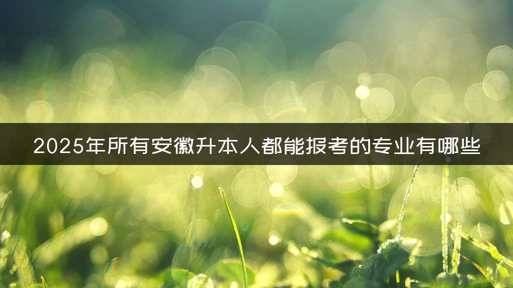 2025年所有安徽升本人都能报考的专业有哪些