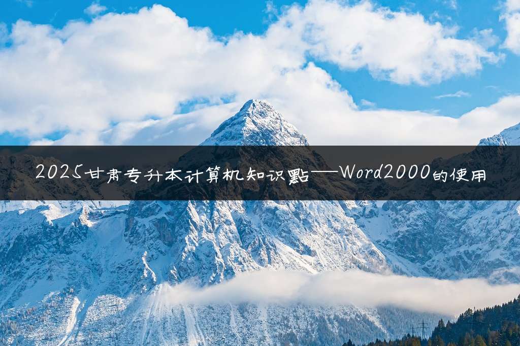 2025甘肃专升本计算机知识点—Word2000的使用