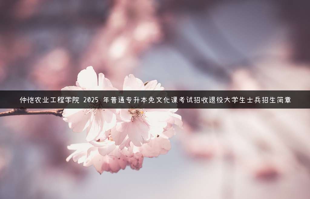仲恺农业工程学院 2025 年普通专升本免文化课考试招收退役大学生士兵招生简章