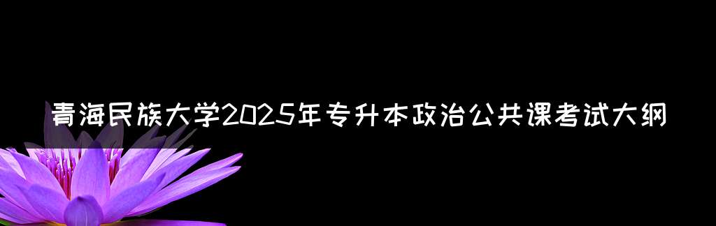 青海民族大学2025年专升本政治公共课考试大纲