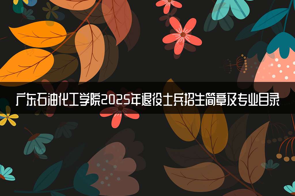 广东石油化工学院2025年退役士兵招生简章及专业目录